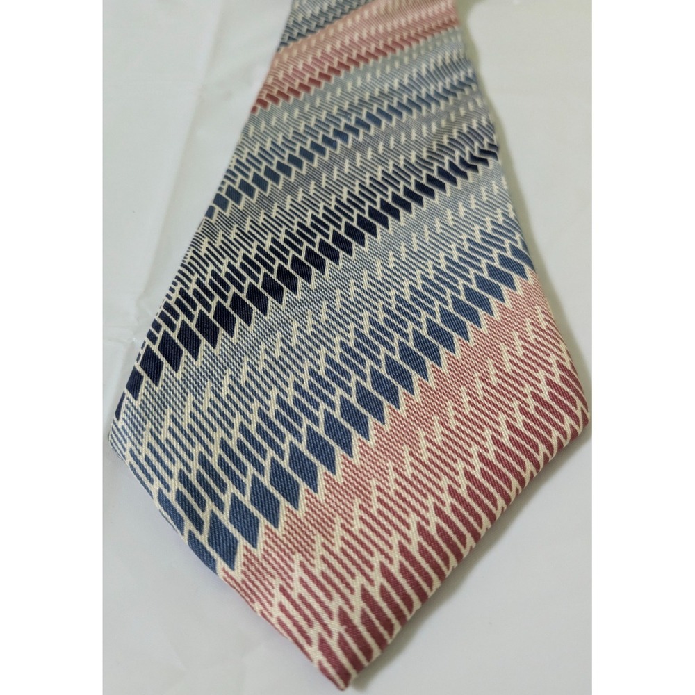 PATTINNI Italian Silk Geometric Striped Pink Blue Black Union Made USA 57x3.75